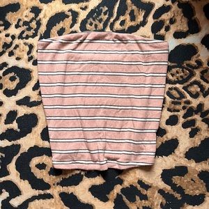 american eagle pink ribbed cropped tube top